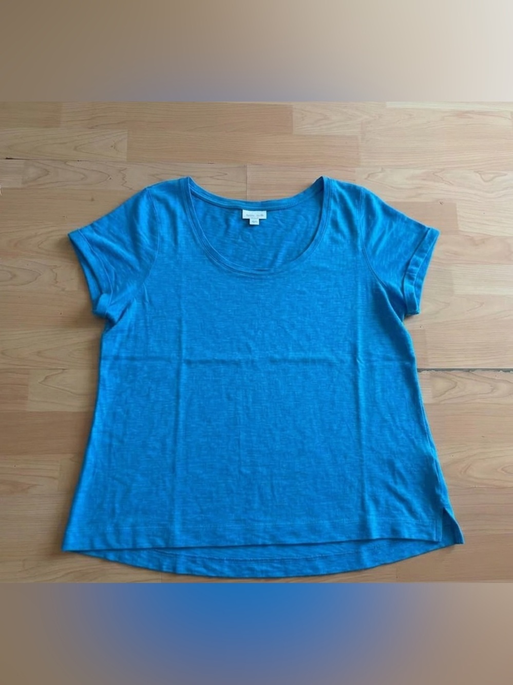 J.JILL Love Linen Blue Round Neck Top Size L Women Casual 100% Linen S16